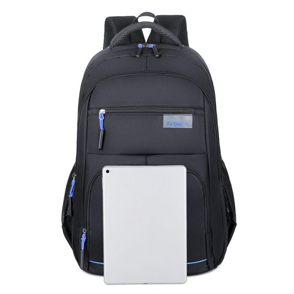 MOCHILA MASCULINA E FEMININA DE TECIDO OXFORD PRETA À PROVA DÁGUA, BOLSA PARA COMPUTADOR MASCULINA E FEMININA, MOCHILA DE VIAGEM E LAZER